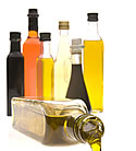 Picture of oils and vinegars used to make vinaigrette